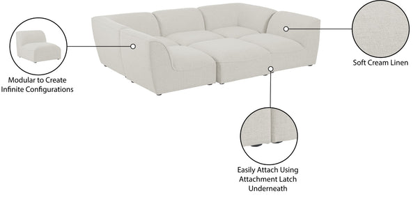 Miramar Linen Textured Fabric / Engineered Wood / Foam Contemporary Cream Durable Linen Textured Modular Sectional - 109" W x 71" D x 28.5" H