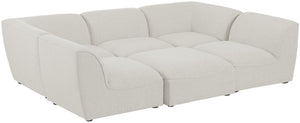Miramar Linen Textured Fabric / Engineered Wood / Foam Contemporary Cream Durable Linen Textured Modular Sectional - 109" W x 71" D x 28.5" H