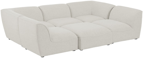 Miramar Linen Textured Fabric / Engineered Wood / Foam Contemporary Cream Durable Linen Textured Modular Sectional - 109" W x 71" D x 28.5" H