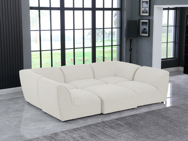 Miramar Linen Textured Fabric / Engineered Wood / Foam Contemporary Cream Durable Linen Textured Modular Sectional - 109" W x 71" D x 28.5" H