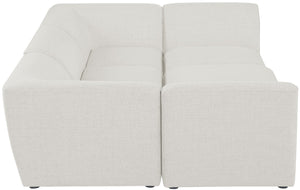 Miramar Linen Textured Fabric / Engineered Wood / Foam Contemporary Cream Durable Linen Textured Modular Sectional - 109" W x 71" D x 28.5" H