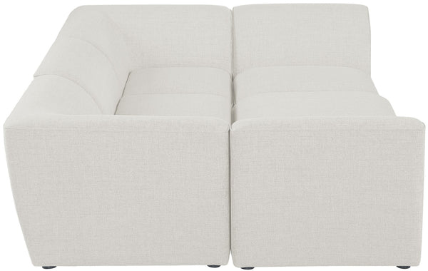 Miramar Linen Textured Fabric / Engineered Wood / Foam Contemporary Cream Durable Linen Textured Modular Sectional - 109" W x 71" D x 28.5" H