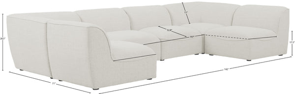 Miramar Linen Textured Fabric / Engineered Wood / Foam Contemporary Cream Durable Linen Textured Modular Sectional - 142" W x 71" D x 28.5" H