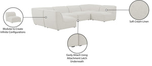 Miramar Linen Textured Fabric / Engineered Wood / Foam Contemporary Cream Durable Linen Textured Modular Sectional - 142" W x 71" D x 28.5" H