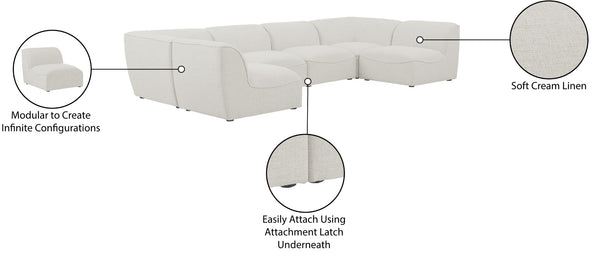 Miramar Linen Textured Fabric / Engineered Wood / Foam Contemporary Cream Durable Linen Textured Modular Sectional - 142" W x 71" D x 28.5" H