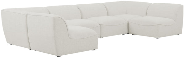 Miramar Linen Textured Fabric / Engineered Wood / Foam Contemporary Cream Durable Linen Textured Modular Sectional - 142" W x 71" D x 28.5" H