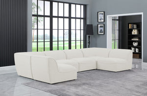 Miramar Linen Textured Fabric / Engineered Wood / Foam Contemporary Cream Durable Linen Textured Modular Sectional - 142" W x 71" D x 28.5" H