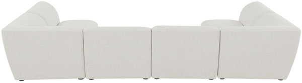 Miramar Linen Textured Fabric / Engineered Wood / Foam Contemporary Cream Durable Linen Textured Modular Sectional - 142" W x 71" D x 28.5" H
