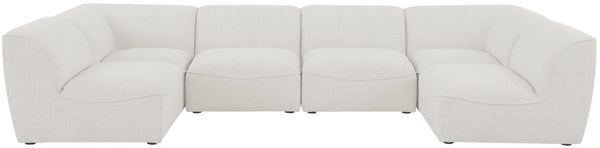 Miramar Linen Textured Fabric / Engineered Wood / Foam Contemporary Cream Durable Linen Textured Modular Sectional - 142" W x 71" D x 28.5" H