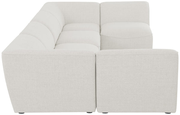 Miramar Linen Textured Fabric / Engineered Wood / Foam Contemporary Cream Durable Linen Textured Modular Sectional - 142" W x 71" D x 28.5" H