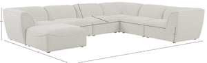 Miramar Linen Textured Fabric / Engineered Wood / Foam Contemporary Cream Durable Linen Textured Modular Sectional - 142" W x 109" D x 28.5" H