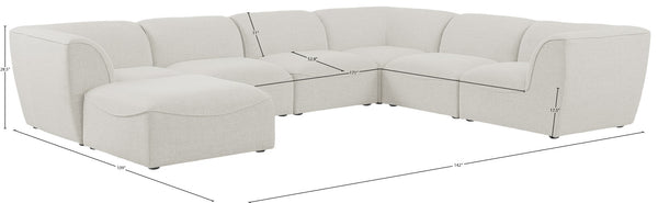 Miramar Linen Textured Fabric / Engineered Wood / Foam Contemporary Cream Durable Linen Textured Modular Sectional - 142" W x 109" D x 28.5" H