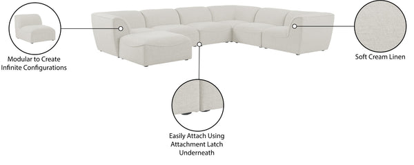 Miramar Linen Textured Fabric / Engineered Wood / Foam Contemporary Cream Durable Linen Textured Modular Sectional - 142" W x 109" D x 28.5" H