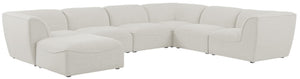 Miramar Linen Textured Fabric / Engineered Wood / Foam Contemporary Cream Durable Linen Textured Modular Sectional - 142" W x 109" D x 28.5" H