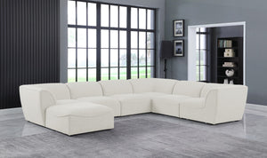 Miramar Linen Textured Fabric / Engineered Wood / Foam Contemporary Cream Durable Linen Textured Modular Sectional - 142" W x 109" D x 28.5" H