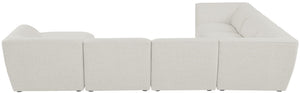 Miramar Linen Textured Fabric / Engineered Wood / Foam Contemporary Cream Durable Linen Textured Modular Sectional - 142" W x 109" D x 28.5" H