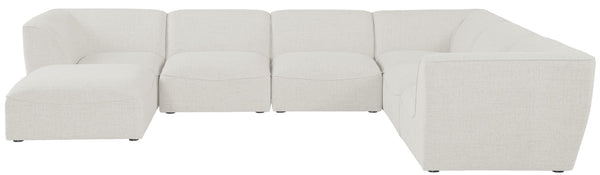 Miramar Linen Textured Fabric / Engineered Wood / Foam Contemporary Cream Durable Linen Textured Modular Sectional - 142" W x 109" D x 28.5" H