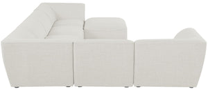Miramar Linen Textured Fabric / Engineered Wood / Foam Contemporary Cream Durable Linen Textured Modular Sectional - 142" W x 109" D x 28.5" H
