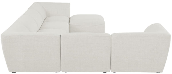 Miramar Linen Textured Fabric / Engineered Wood / Foam Contemporary Cream Durable Linen Textured Modular Sectional - 142" W x 109" D x 28.5" H
