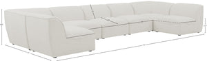 Miramar Linen Textured Fabric / Engineered Wood / Foam Contemporary Cream Durable Linen Textured Modular Sectional - 175" W x 71" D x 28.5" H