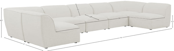 Miramar Linen Textured Fabric / Engineered Wood / Foam Contemporary Cream Durable Linen Textured Modular Sectional - 175" W x 71" D x 28.5" H