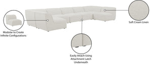 Miramar Linen Textured Fabric / Engineered Wood / Foam Contemporary Cream Durable Linen Textured Modular Sectional - 175" W x 71" D x 28.5" H
