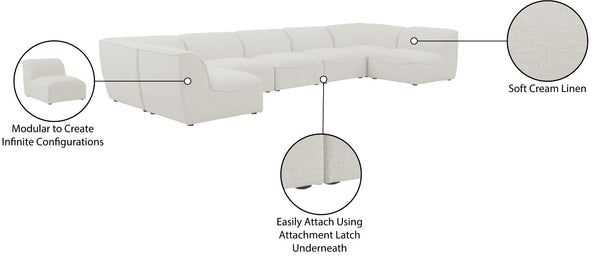 Miramar Linen Textured Fabric / Engineered Wood / Foam Contemporary Cream Durable Linen Textured Modular Sectional - 175" W x 71" D x 28.5" H