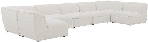 Miramar Linen Textured Fabric / Engineered Wood / Foam Contemporary Cream Durable Linen Textured Modular Sectional - 175" W x 71" D x 28.5" H