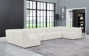 Miramar Linen Textured Fabric / Engineered Wood / Foam Contemporary Cream Durable Linen Textured Modular Sectional - 175" W x 71" D x 28.5" H