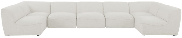 Miramar Linen Textured Fabric / Engineered Wood / Foam Contemporary Cream Durable Linen Textured Modular Sectional - 175" W x 71" D x 28.5" H