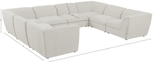 Miramar Linen Textured Fabric / Engineered Wood / Foam Contemporary Cream Durable Linen Textured Modular Sectional - 142" W x 109" D x 28.5" H