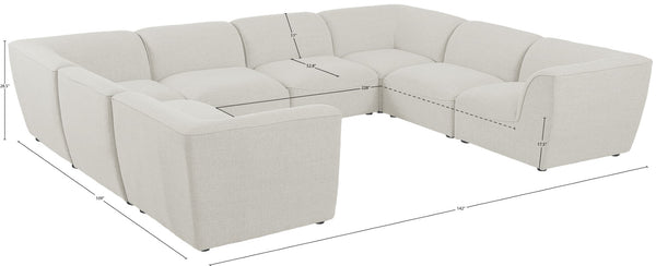 Miramar Linen Textured Fabric / Engineered Wood / Foam Contemporary Cream Durable Linen Textured Modular Sectional - 142" W x 109" D x 28.5" H