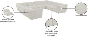 Miramar Linen Textured Fabric / Engineered Wood / Foam Contemporary Cream Durable Linen Textured Modular Sectional - 142" W x 109" D x 28.5" H