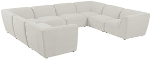 Miramar Linen Textured Fabric / Engineered Wood / Foam Contemporary Cream Durable Linen Textured Modular Sectional - 142" W x 109" D x 28.5" H