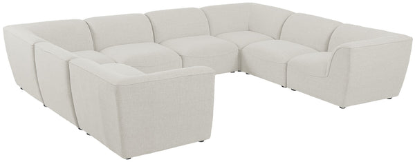 Miramar Linen Textured Fabric / Engineered Wood / Foam Contemporary Cream Durable Linen Textured Modular Sectional - 142" W x 109" D x 28.5" H