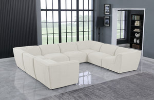 Miramar Linen Textured Fabric / Engineered Wood / Foam Contemporary Cream Durable Linen Textured Modular Sectional - 142" W x 109" D x 28.5" H
