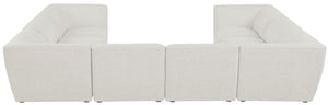 Miramar Linen Textured Fabric / Engineered Wood / Foam Contemporary Cream Durable Linen Textured Modular Sectional - 142" W x 109" D x 28.5" H