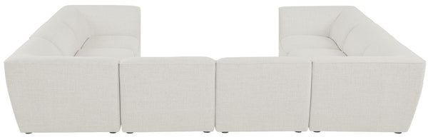 Miramar Linen Textured Fabric / Engineered Wood / Foam Contemporary Cream Durable Linen Textured Modular Sectional - 142" W x 109" D x 28.5" H