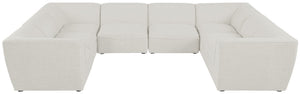 Miramar Linen Textured Fabric / Engineered Wood / Foam Contemporary Cream Durable Linen Textured Modular Sectional - 142" W x 109" D x 28.5" H