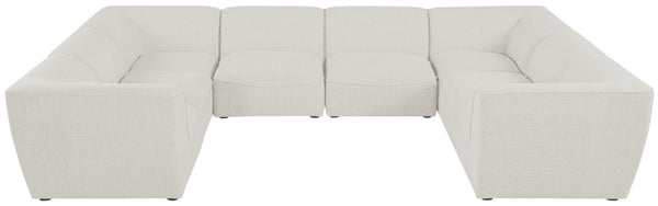 Miramar Linen Textured Fabric / Engineered Wood / Foam Contemporary Cream Durable Linen Textured Modular Sectional - 142" W x 109" D x 28.5" H