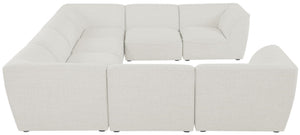 Miramar Linen Textured Fabric / Engineered Wood / Foam Contemporary Cream Durable Linen Textured Modular Sectional - 142" W x 109" D x 28.5" H