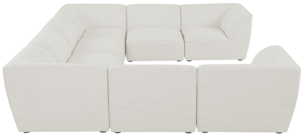Miramar Linen Textured Fabric / Engineered Wood / Foam Contemporary Cream Durable Linen Textured Modular Sectional - 142" W x 109" D x 28.5" H