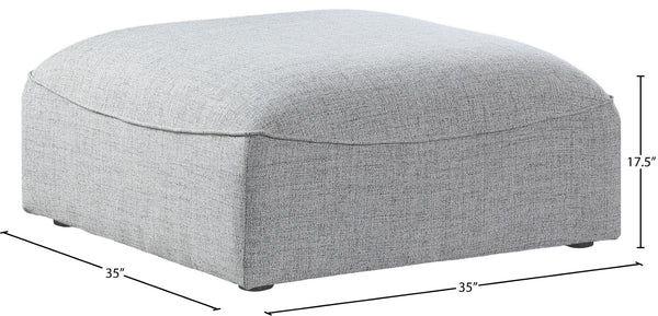Miramar Linen Textured Fabric / Engineered Wood / Foam Contemporary Grey Durable Linen Textured Ottoman - 35" W x 35" D x 17.5" H