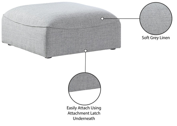 Miramar Linen Textured Fabric / Engineered Wood / Foam Contemporary Grey Durable Linen Textured Ottoman - 35" W x 35" D x 17.5" H
