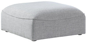 Miramar Linen Textured Fabric / Engineered Wood / Foam Contemporary Grey Durable Linen Textured Ottoman - 35" W x 35" D x 17.5" H
