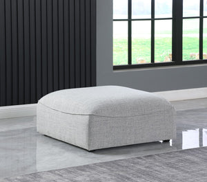 Miramar Linen Textured Fabric / Engineered Wood / Foam Contemporary Grey Durable Linen Textured Ottoman - 35" W x 35" D x 17.5" H