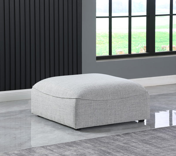 Miramar Linen Textured Fabric / Engineered Wood / Foam Contemporary Grey Durable Linen Textured Ottoman - 35" W x 35" D x 17.5" H