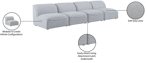 Miramar Linen Textured Fabric / Engineered Wood / Foam Contemporary Grey Durable Linen Textured Modular Sofa - 132" W x 38" D x 28.5" H