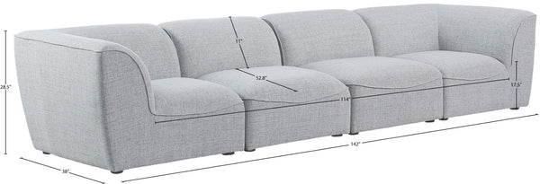 Miramar Linen Textured Fabric / Engineered Wood / Foam Contemporary Grey Durable Linen Textured Modular Sofa - 142" W x 38" D x 28.5" H