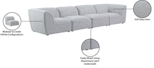 Miramar Linen Textured Fabric / Engineered Wood / Foam Contemporary Grey Durable Linen Textured Modular Sofa - 142" W x 38" D x 28.5" H